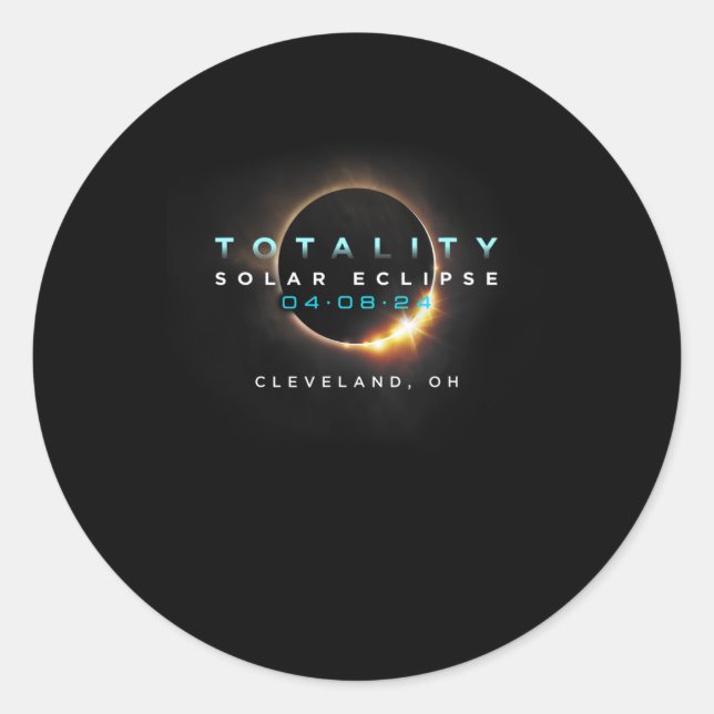 Solar Eclipse 2024 Cleveland  Classic Round Sticker (Front)