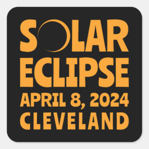 Solar Eclipse 2024 Cleveland Ohio Square Sticker