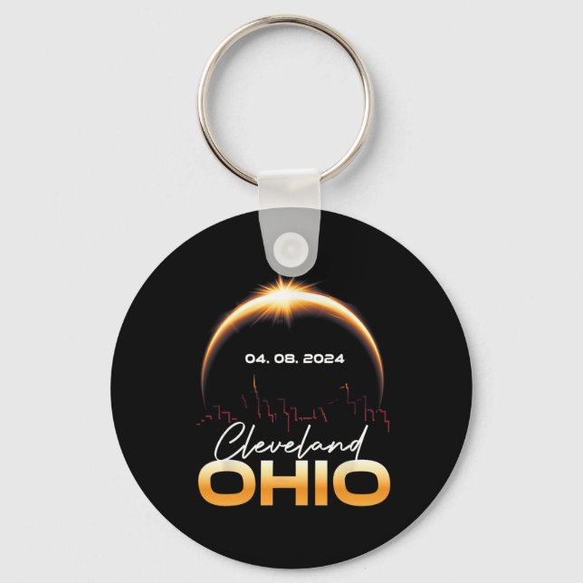 Solar Eclipse 2024 Cleveland Ohio Total Solar Ecli Key Ring (Front)