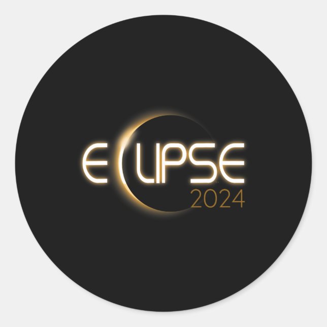 Solar Eclipse 2024 Crescent Sun Design  Classic Round Sticker (Front)