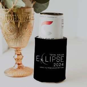 Solar Eclipse 2024 Custom Location Commemorative Can Cooler