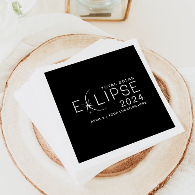 Solar Eclipse 2024 Custom Location Eclipse Party Napkin (Creator Uploaded)