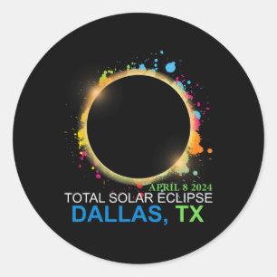 Solar Eclipse 2024 Dallas Texas Colourful Totality Classic Round Sticker