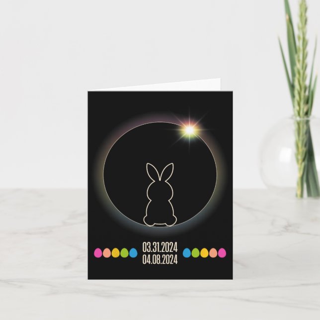 Solar Eclipse 2024 Fun Easter Bunny Easter Eggs  Card (Front)