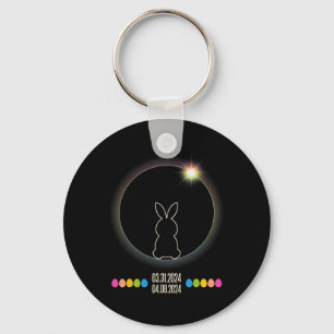 Solar Eclipse 2024 Fun Easter Bunny Easter Eggs Key Ring