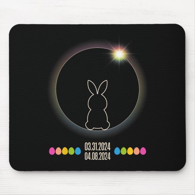 Solar Eclipse 2024 Fun Easter Bunny Easter Eggs  Mouse Pad (Front)