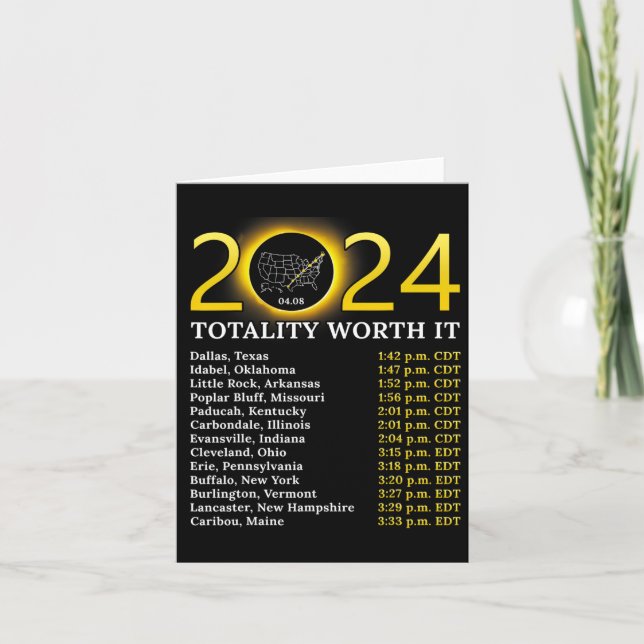 Solar Eclipse 2024 Funny Totality Worth It Total U Card (Front)