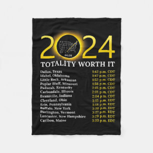 Solar Eclipse 2024 Funny Totality Worth It Total U Fleece Blanket