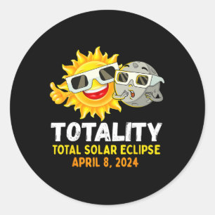 Solar Eclipse 2024 Gles Funny Sun Moon Kids Boys Classic Round Sticker