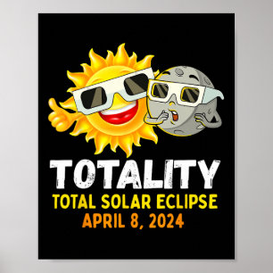 Solar Eclipse 2024 Gles Funny Sun Moon Kids Boys  Poster