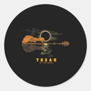 Solar Eclipse 2024 Guitar 04.08.24 Totality Texas Classic Round Sticker