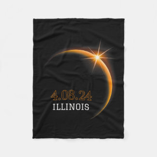 Solar Eclipse 2024 Illinois Totality Spring 4.08.2 Fleece Blanket