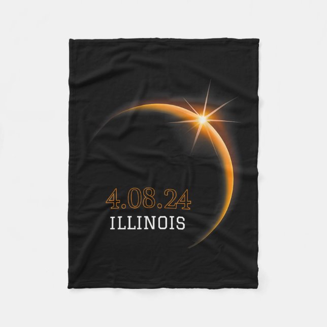 Solar Eclipse 2024 Illinois Totality Spring 4.08.2 Fleece Blanket (Front)
