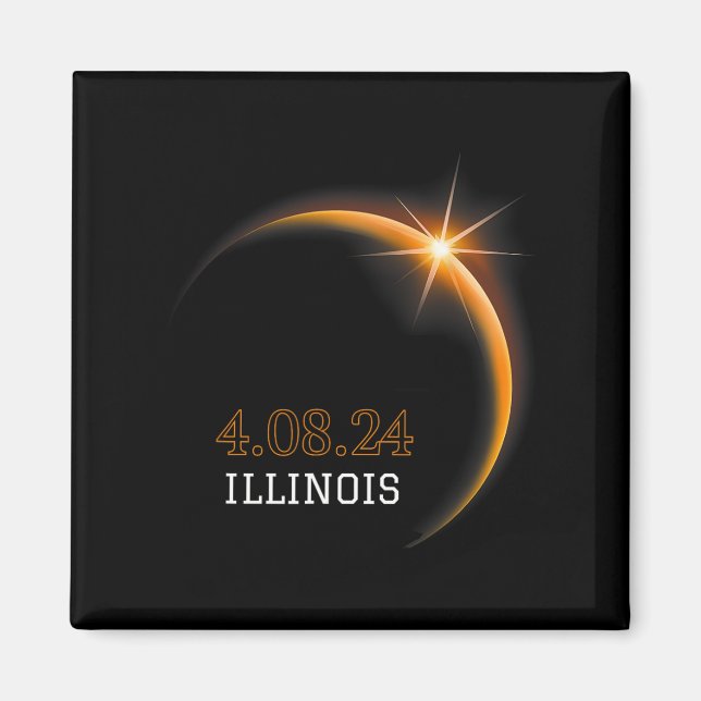 Solar Eclipse 2024 Illinois Totality Spring 4.08.2 Magnet (Front)