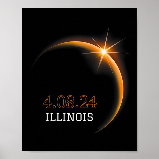 Solar Eclipse 2024 Illinois Totality Spring 4.08.2 Poster (Front)