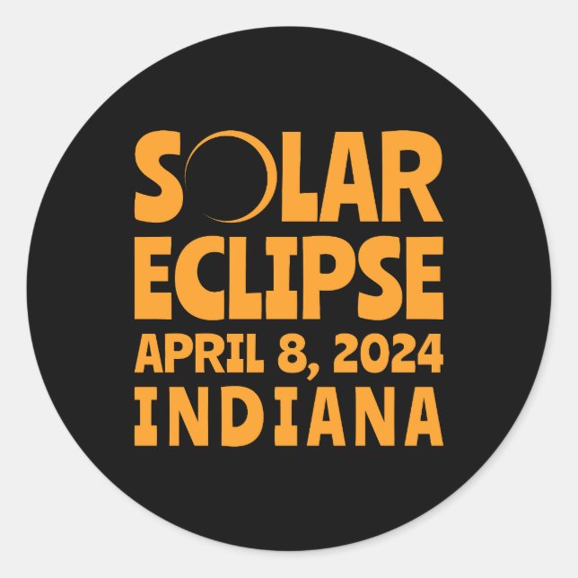 Solar Eclipse 2024 Indiana Classic Round Sticker (Front)