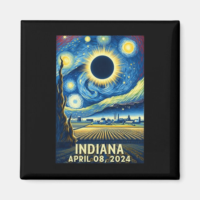 Solar Eclipse 2024 Indiana Starry Night  Magnet (Front)