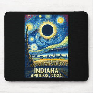 Solar Eclipse 2024 Indiana Starry Night Mouse Pad