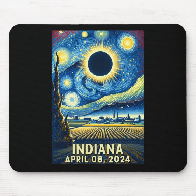 Solar Eclipse 2024 Indiana Starry Night  Mouse Pad (Front)