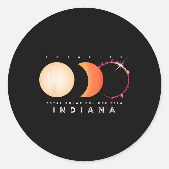 Solar Eclipse 2024 Indiana Total Eclipse Astronomy Classic Round Sticker (Front)