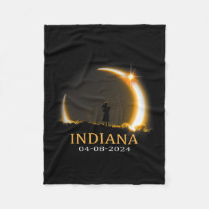 Solar Eclipse 2024 Indiana Total Solar Eclipse Fleece Blanket