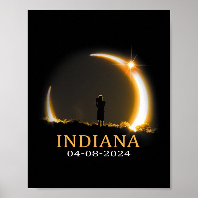 Solar Eclipse 2024 Indiana Total Solar Eclipse  Poster (Front)