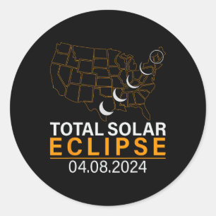 Solar Eclipse 2024 Map Eclipse April 8 2024 Eclips Classic Round Sticker