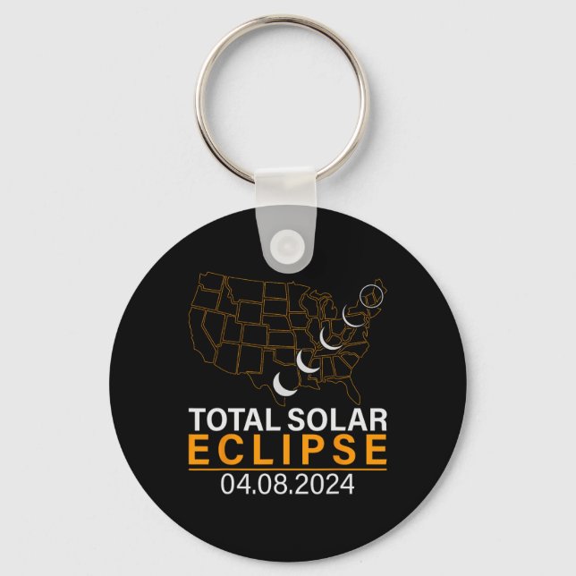 Solar Eclipse 2024 Map Eclipse April 8 2024 Eclips Key Ring (Front)