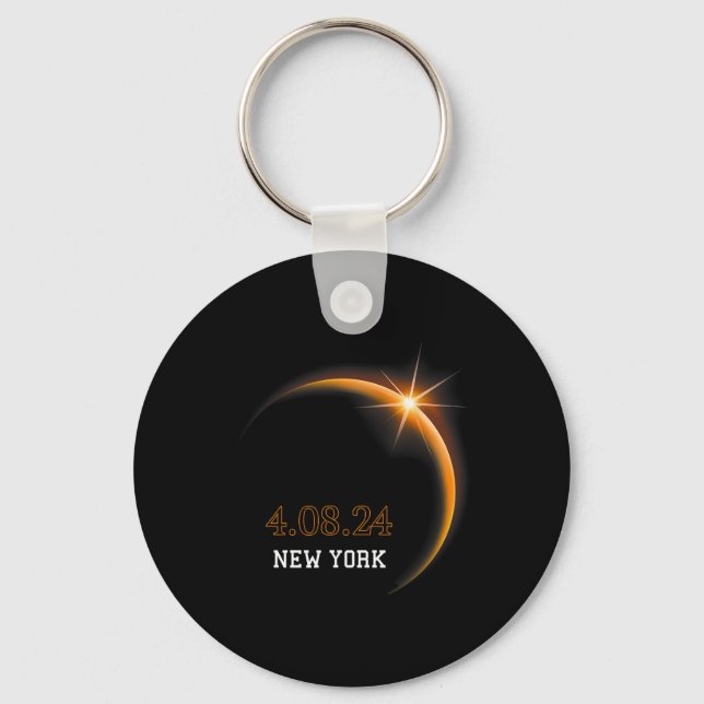Solar Eclipse 2024 New York Totality Spring 4.08.2 Key Ring (Front)
