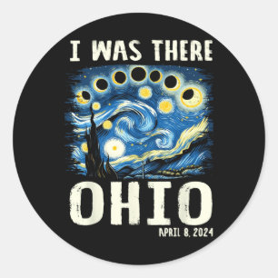 Solar Eclipse 2024 Ohio - Starry Night Painting Classic Round Sticker