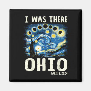 Solar Eclipse 2024 Ohio - Starry Night Painting  Magnet