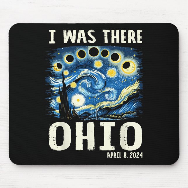Solar Eclipse 2024 Ohio - Starry Night Painting  Mouse Pad (Front)