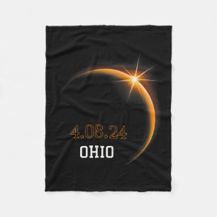 Solar Eclipse 2024 Ohio Totality Spring 4.08.24 Fleece Blanket