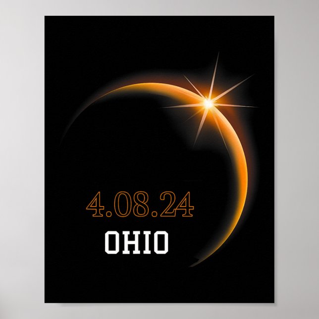 Solar Eclipse 2024 Ohio Totality Spring 4.08.24  Poster (Front)