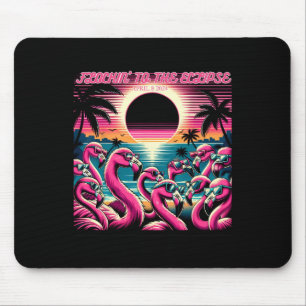 Solar Eclipse 2024 Retro Flamingos Flockin#39; To Mouse Pad