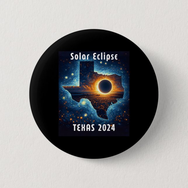 Solar Eclipse 2024 Starry Night  6 Cm Round Badge (Front)