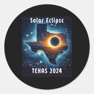 Solar Eclipse 2024 Starry Night  Classic Round Sticker