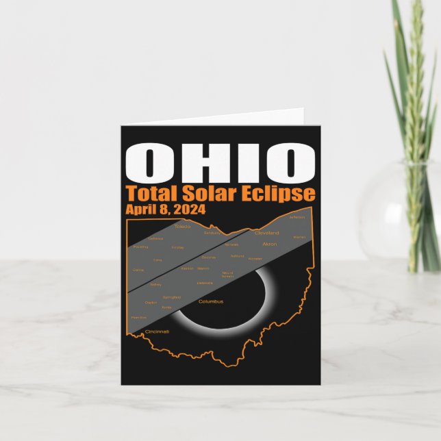 Solar Eclipse 2024 State Ohio Map Total Solar Ecli Card (Front)
