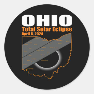 Solar Eclipse 2024 State Ohio Map Total Solar Ecli Classic Round Sticker