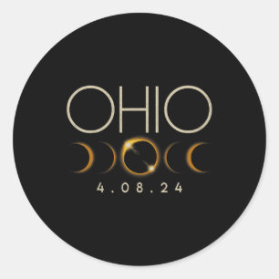 Solar Eclipse 2024 State Ohio Total Solar Eclipse Classic Round Sticker