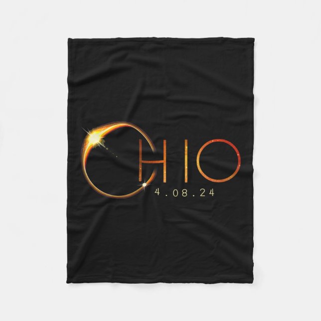 Solar Eclipse 2024 State Ohio Total Solar Eclipse  Fleece Blanket (Front)