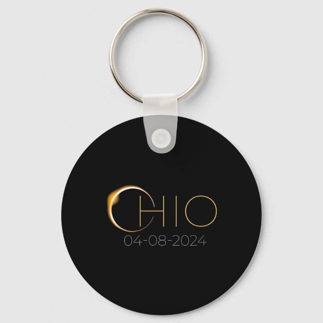 Solar Eclipse 2024 State Ohio Total Solar Eclipse  Key Ring (Front)