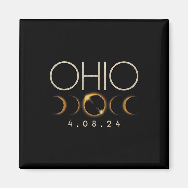 Solar Eclipse 2024 State Ohio Total Solar Eclipse  Magnet (Front)