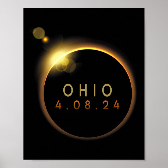 Solar Eclipse 2024 State Ohio Total Solar Eclipse  Poster (Front)
