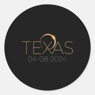 Solar Eclipse 2024 State Texas Total Solar Eclipse Classic Round Sticker