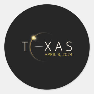 Solar Eclipse 2024 State Texas Total Solar Eclipse Classic Round Sticker