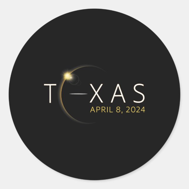 Solar Eclipse 2024 State Texas Total Solar Eclipse Classic Round Sticker (Front)
