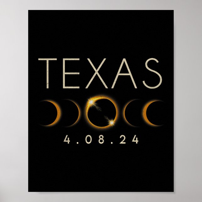 Solar Eclipse 2024 State Texas Total Solar Eclipse Poster (Front)
