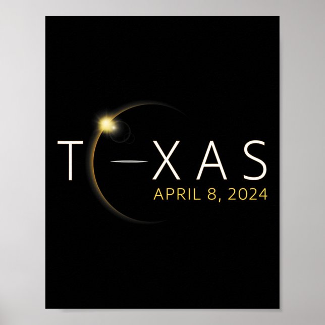 Solar Eclipse 2024 State Texas Total Solar Eclipse Poster (Front)