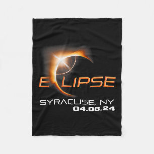Solar Eclipse 2024 Syracuse New York Fleece Blanket
